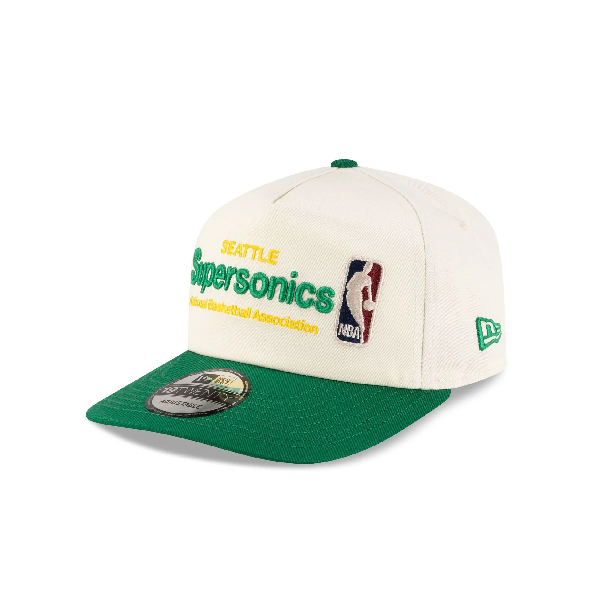 Seattle SuperSonics 1975-1995 Hardwood Classics Sign Stack Chrome White 19TWENTY Adjustable Hat - Image 3
