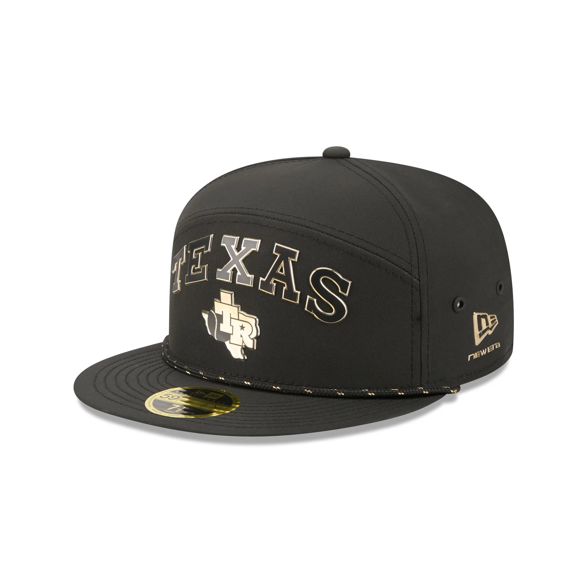 Texas Rangers Gold Logo Rope Split Panel 59FIFTY Fitted Hat