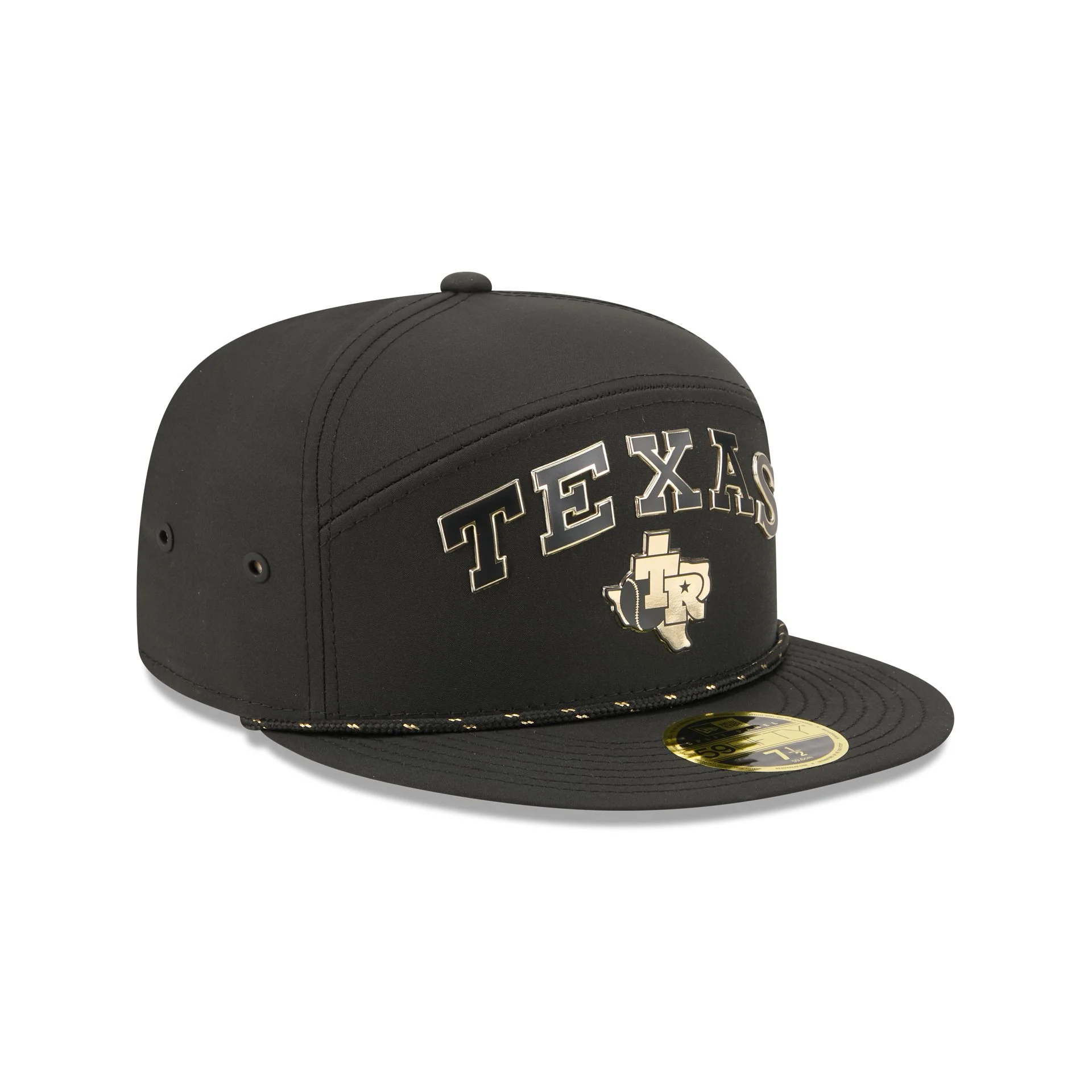 Texas Rangers Gold Logo Rope Split Panel 59FIFTY Fitted Hat - Image 3