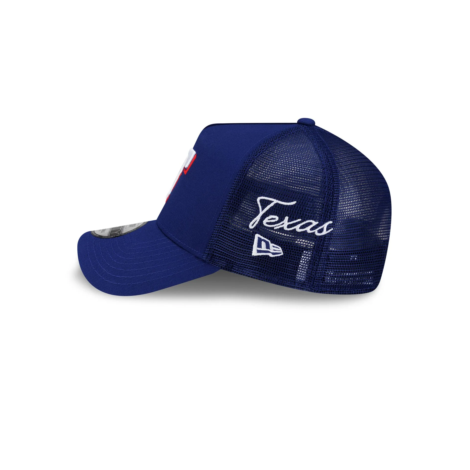 Texas Rangers Side Script 9FORTY A-Frame Trucker Hat - Image 4