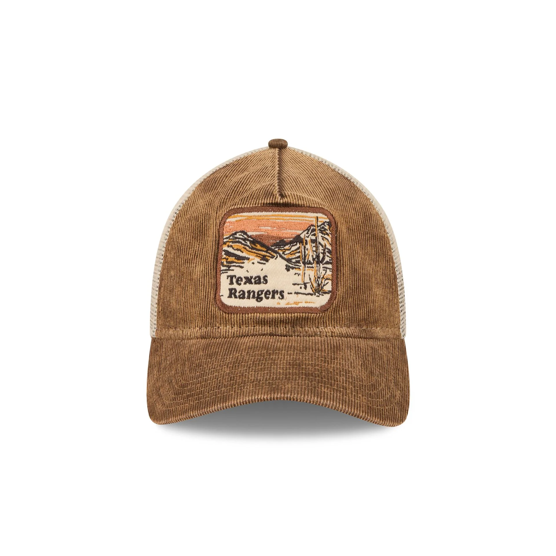 Texas Rangers Vintage Landscape Brown 9TWENTY A-Frame Trucker Hat - Image 2