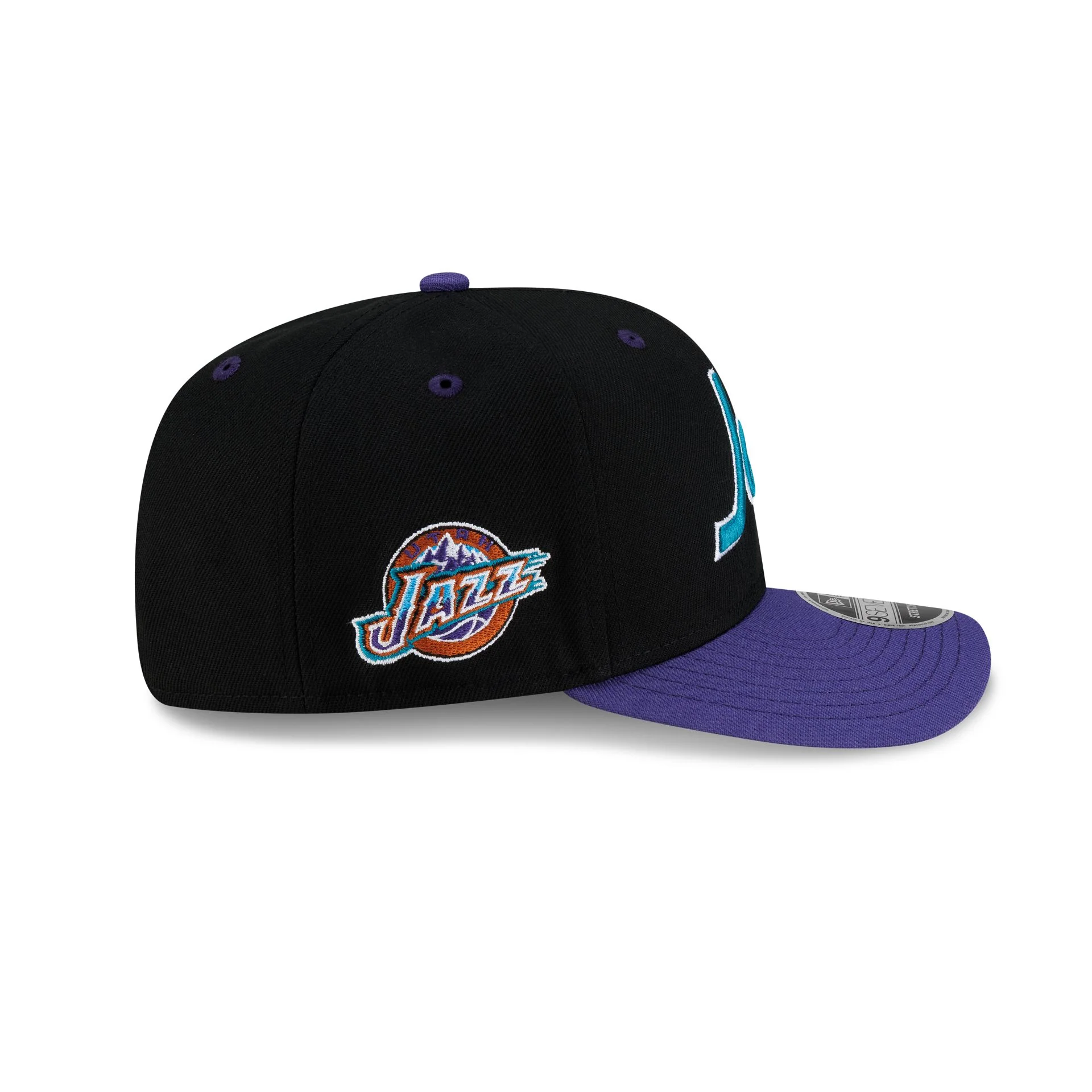 Utah Jazz Hardwood Classics 90s Script 9SEVENTY Stretch-Snap Hat - Image 4